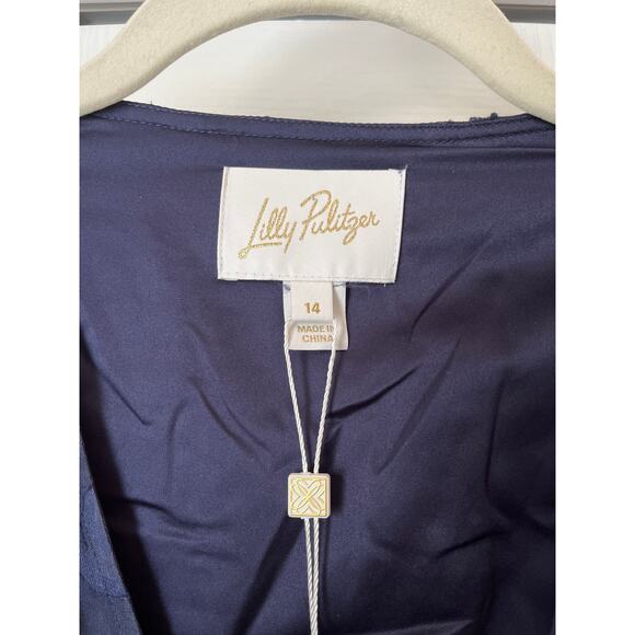 LILLY PULITZER Cristiana Long Sleeve Dress True Navy NWT SZ 14 - Picture 4 of 6